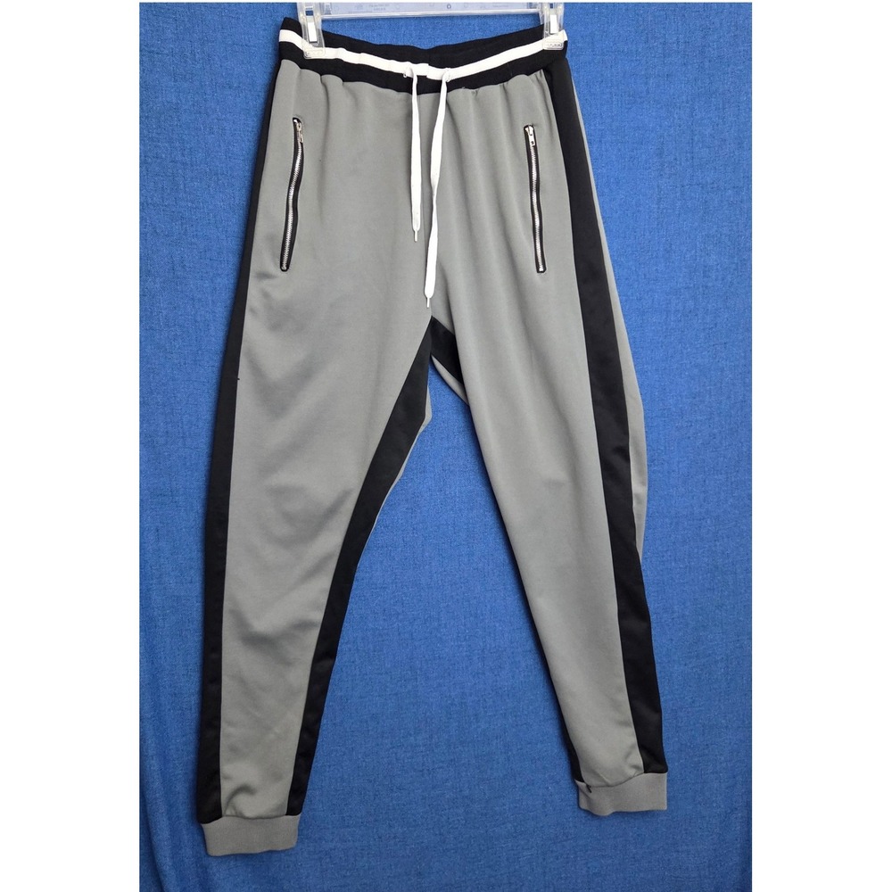 XPC Kids Gray Black Track Pants Athletic Joggers Side Stripe Size Medium